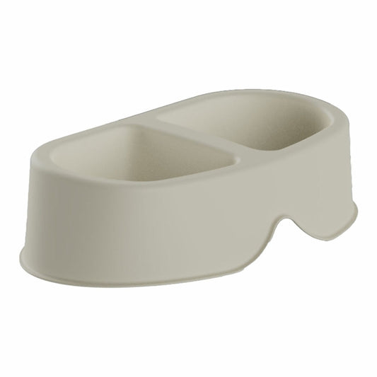 Plastiken Dog Feeder - Beige Plastic (0.5 L) Double